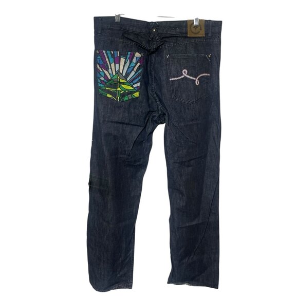 Vintage LRG Baggy Straight Fit Jeans Men’s 36 Embroidered Pocket denim Hip Hop - Picture 1 of 11